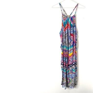 PILYQ Paisley Tropical Coverup Dress High Slit Boho Resort Swim Cover One Size